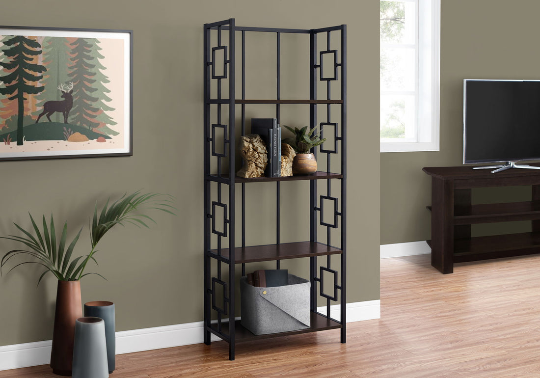 Bookshelf, Bookcase, Etagere, 4 Tier, For Office, Contemporary &amp; Modern - Espresso