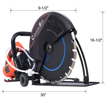 Electric 14&quot; Cut Off Saw With Wet / Dry Functionality And Water Line Attachment Metal, 30&quot; Length - Black