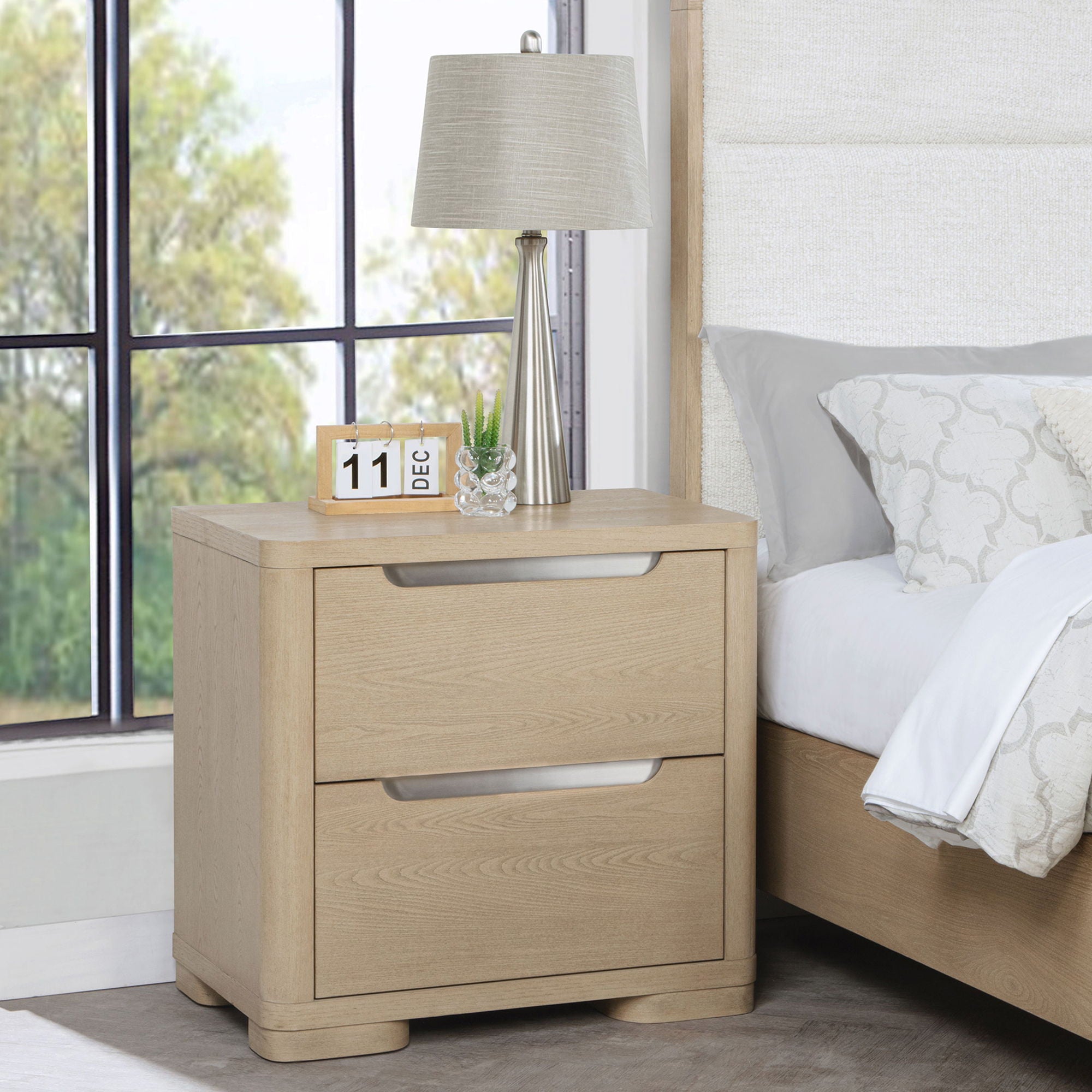 Mirador - 2 Drawer Nightstand Bedside Table - Natural