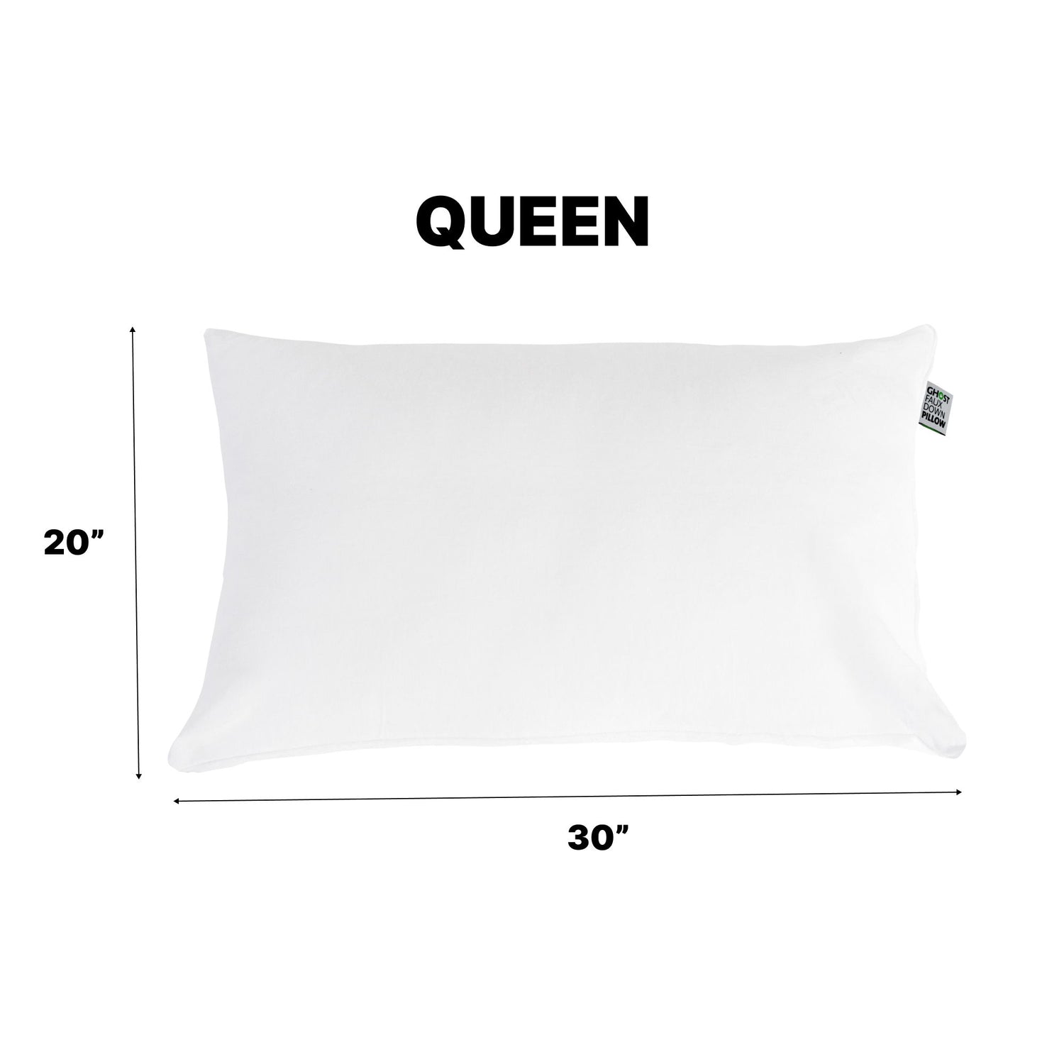 Ghostpillow - Faux Down Luxury Pillow With Microfiber Gel Clusters, Cotton Cover - White