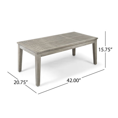 Ingenious - Outdoor Acacia Wood Coffee Table With Slat Panel Design - Light Gray