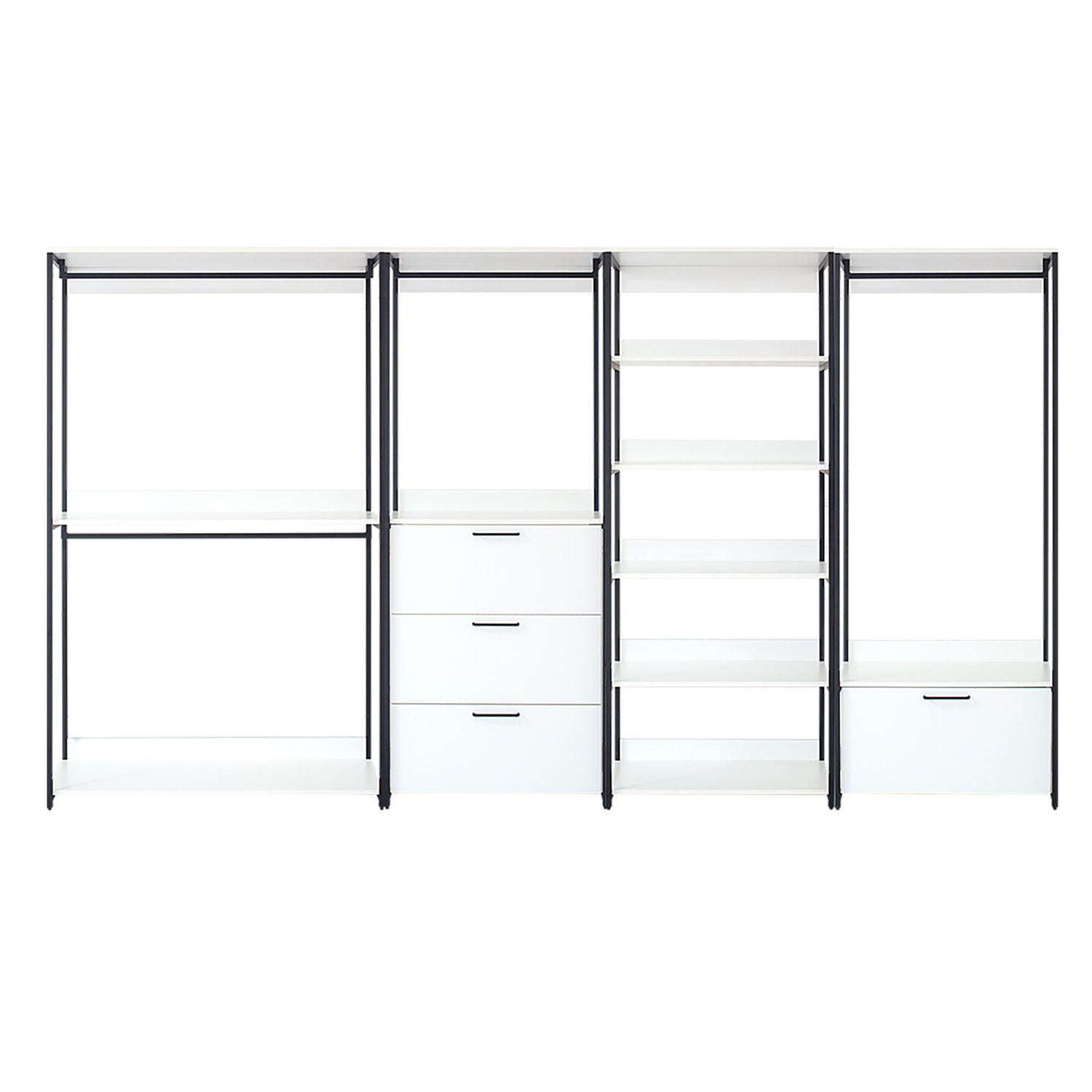 Fiona - Freestanding Walk In Wood Closet System &amp; Metal Frame Durable Storage Solution Melamine - White