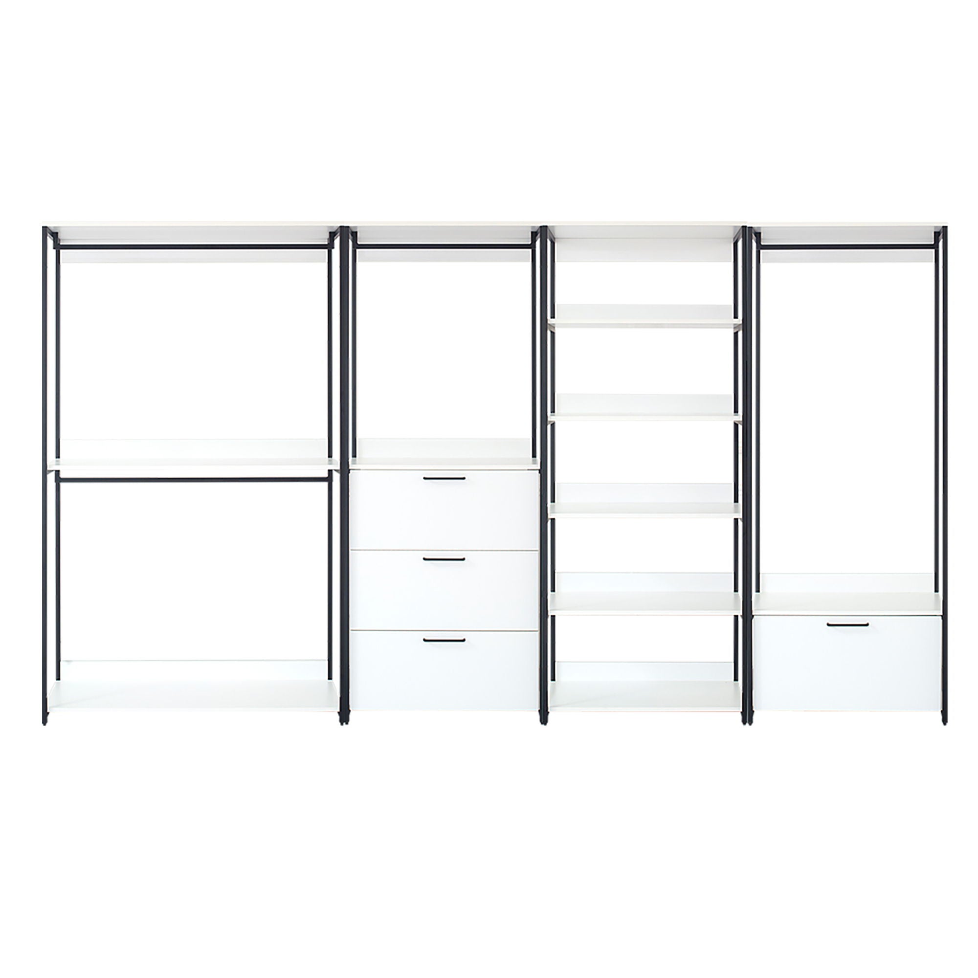 Fiona - Freestanding Walk In Wood Closet System &amp; Metal Frame Durable Storage Solution Melamine - White