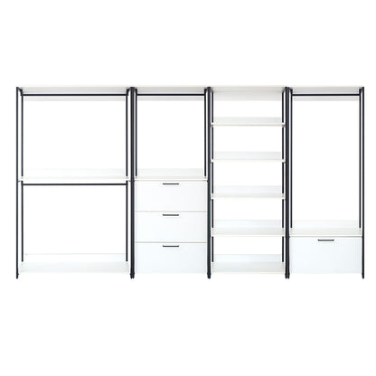 Fiona - Freestanding Walk In Wood Closet System &amp; Metal Frame Durable Storage Solution Melamine - White