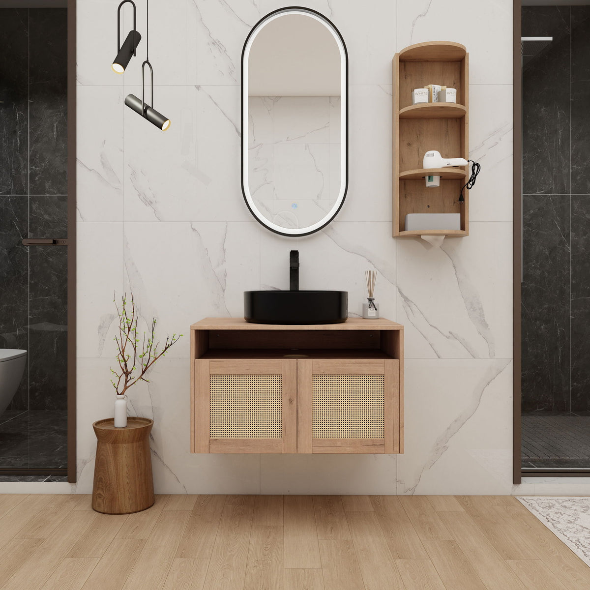 Bathroom Vanity &amp; Art Sink And Storage Rack, Float Mounting Design