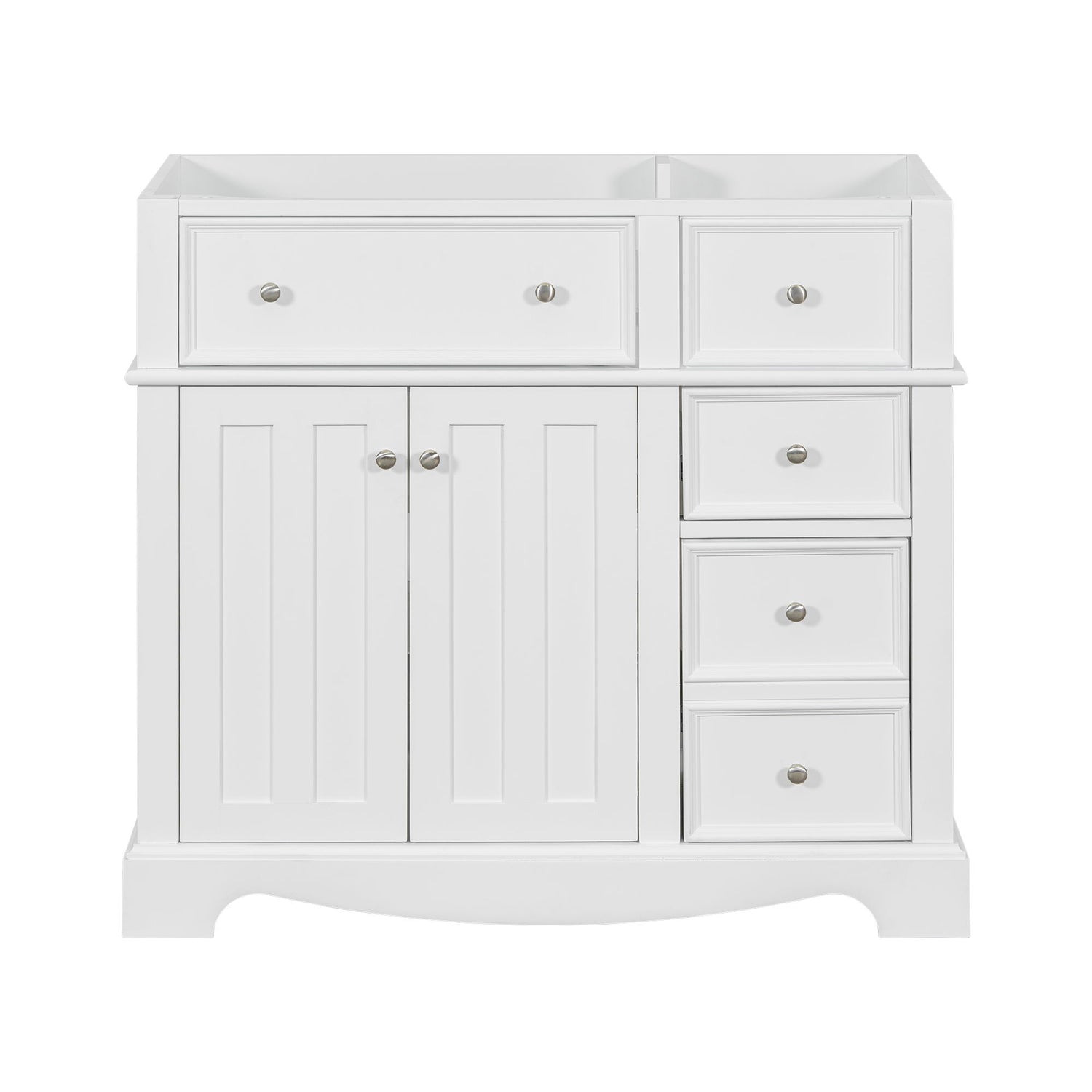 Vanity Without Basin Sink, Frame Bathroom Storage Cabinet, Freestanding Vanity With 3 Drawers &amp; Adjustable Shelf