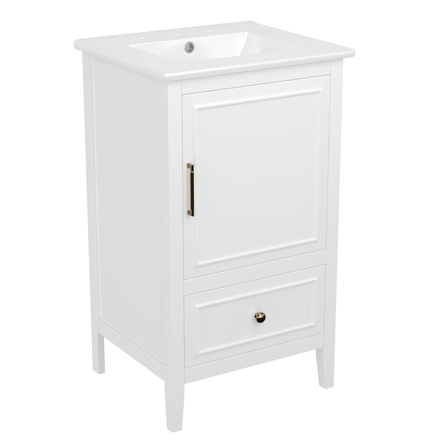Modern Bathroom Vanity With Sink, Cabinet Storage, Drawer &amp; Adjustable Feet