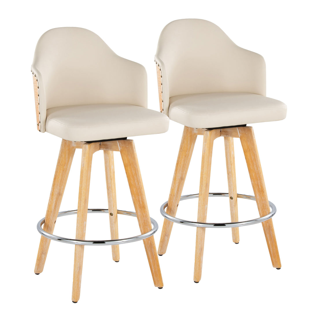 Ahoy - Contemporary Fixed Height Counter Stool &amp; Round Footrest (Set of 2)