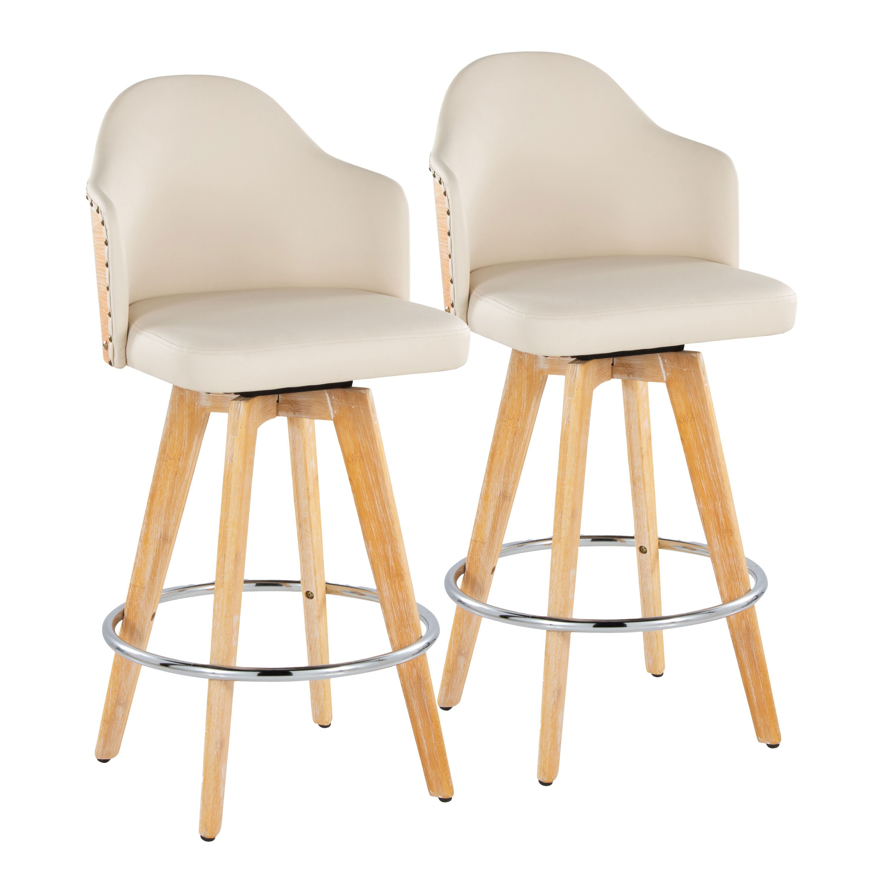Ahoy - Contemporary Fixed Height Counter Stool &amp; Round Footrest (Set of 2)