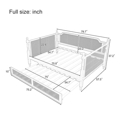 Traditional Style Rattan Daybed, No Box Spring Needed