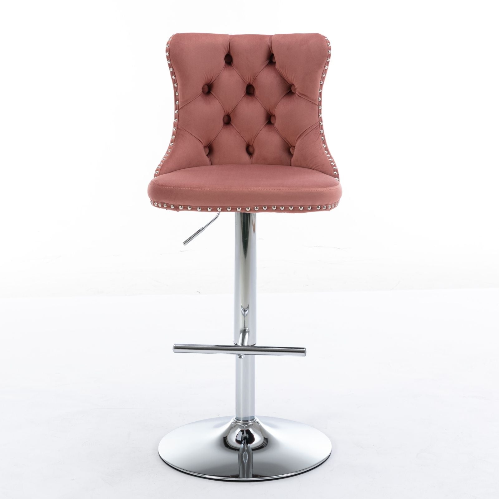 Swivel Velvet Barstools Adjusatble Seat Height From 25-33&quot;, Modern Upholstered Chrome Base Bar Stools With Backs Comfortable Tufted For Home Pub And Kitchen Island (Set of 2)