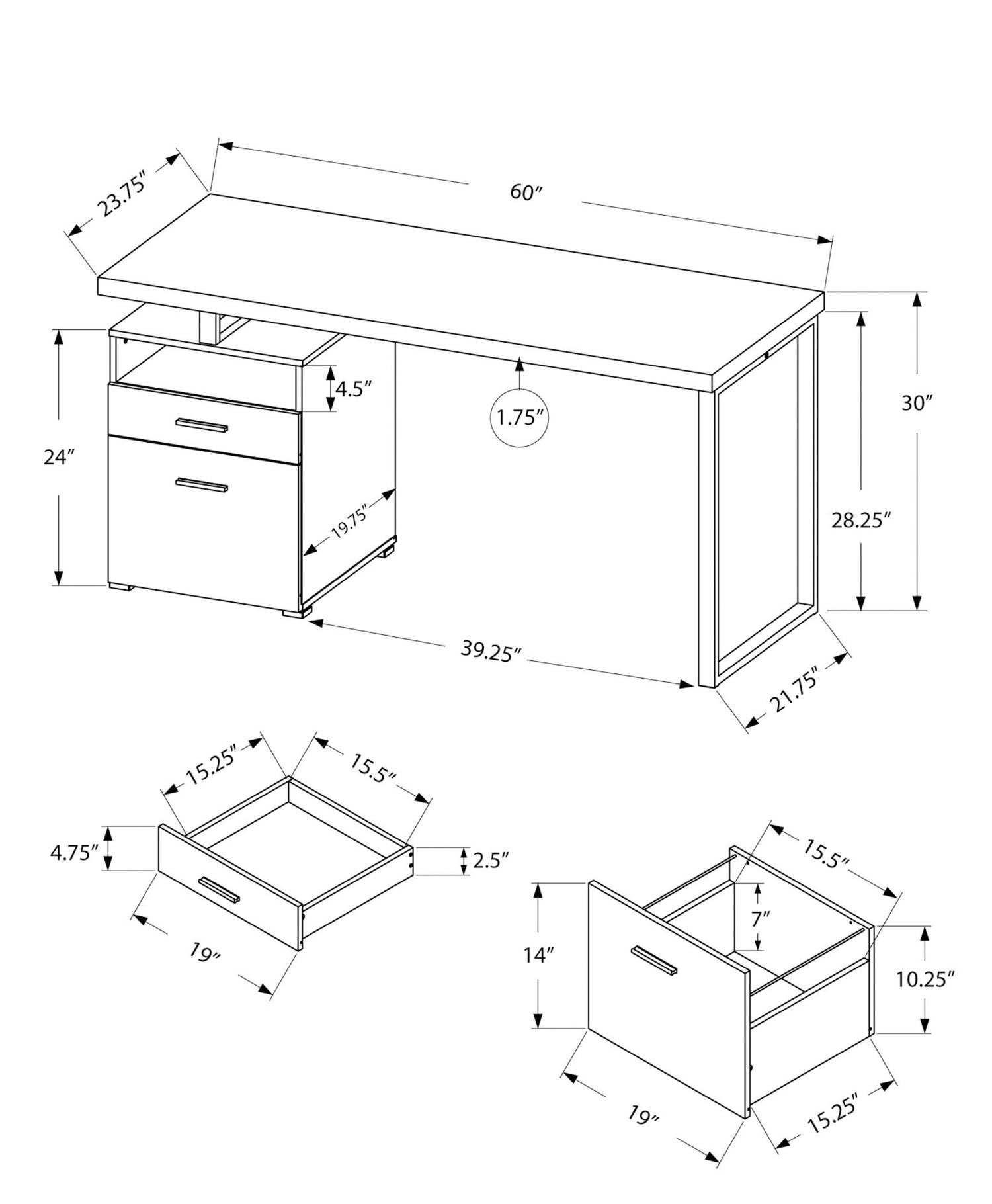 Computer Desk For Home Office, Laptop, Left Right Set - Up, Storage Drawers, Contemporary &amp; Modern