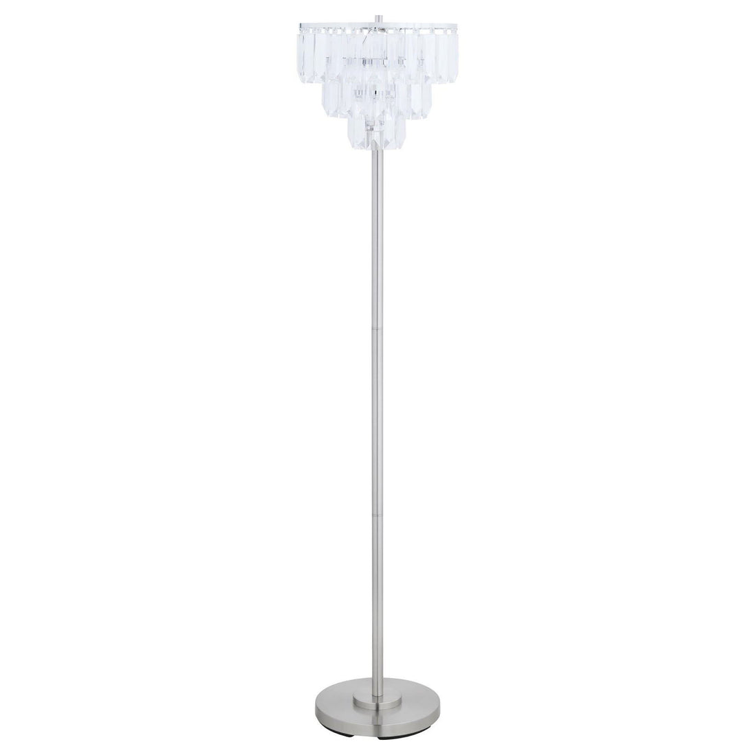 Base Floor Lamp With Crystal Shade - Silver