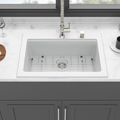 Quartz Kitchen Sink 30&quot; X 22&quot; Granite Composite Workstation Drop In Sink - White