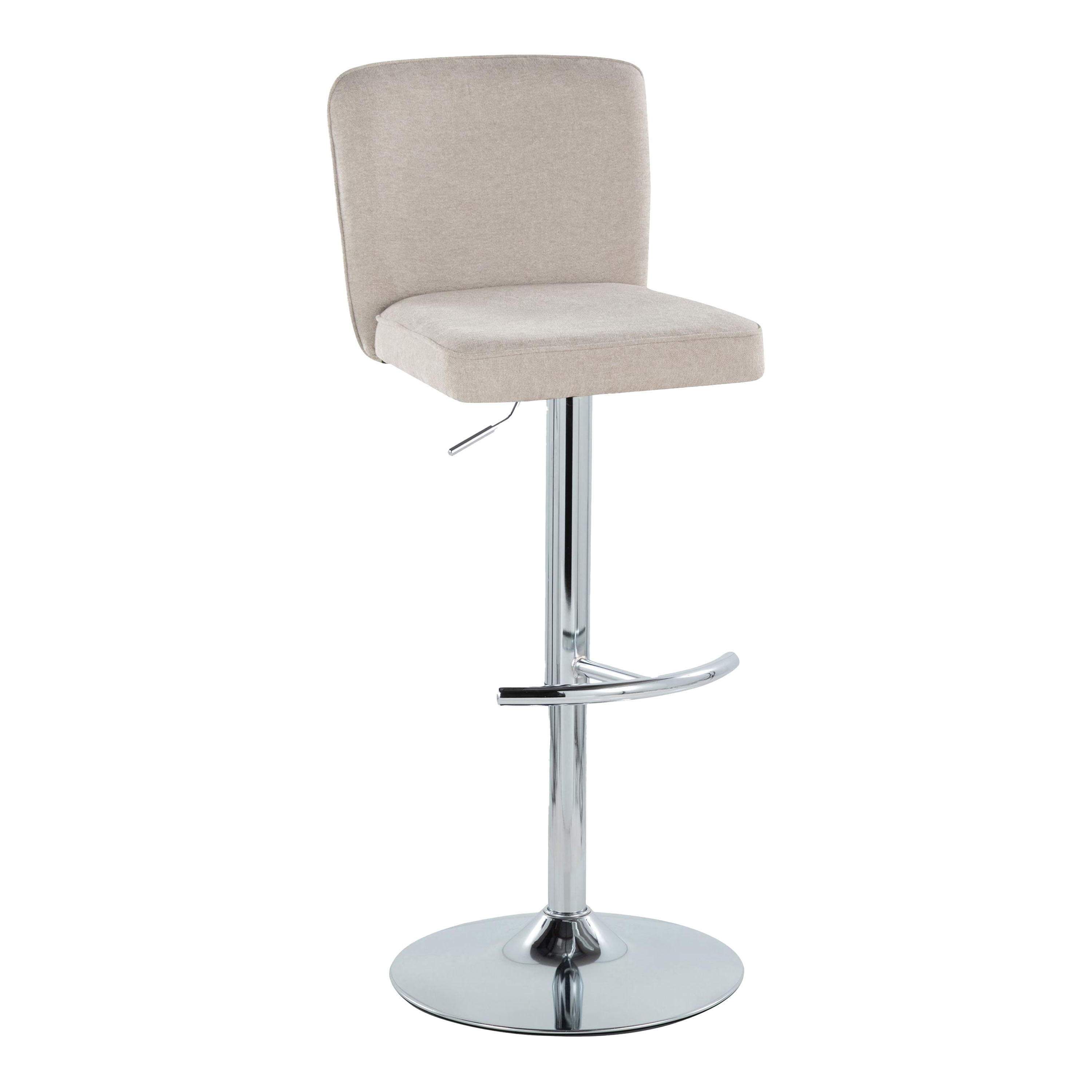 Henry - Contemporary Adjustable Barstool With Swivel &amp; Rounded T Footrest (Set of 2)