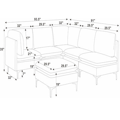 Upholstered Modular Sectional &amp; Tall Legs