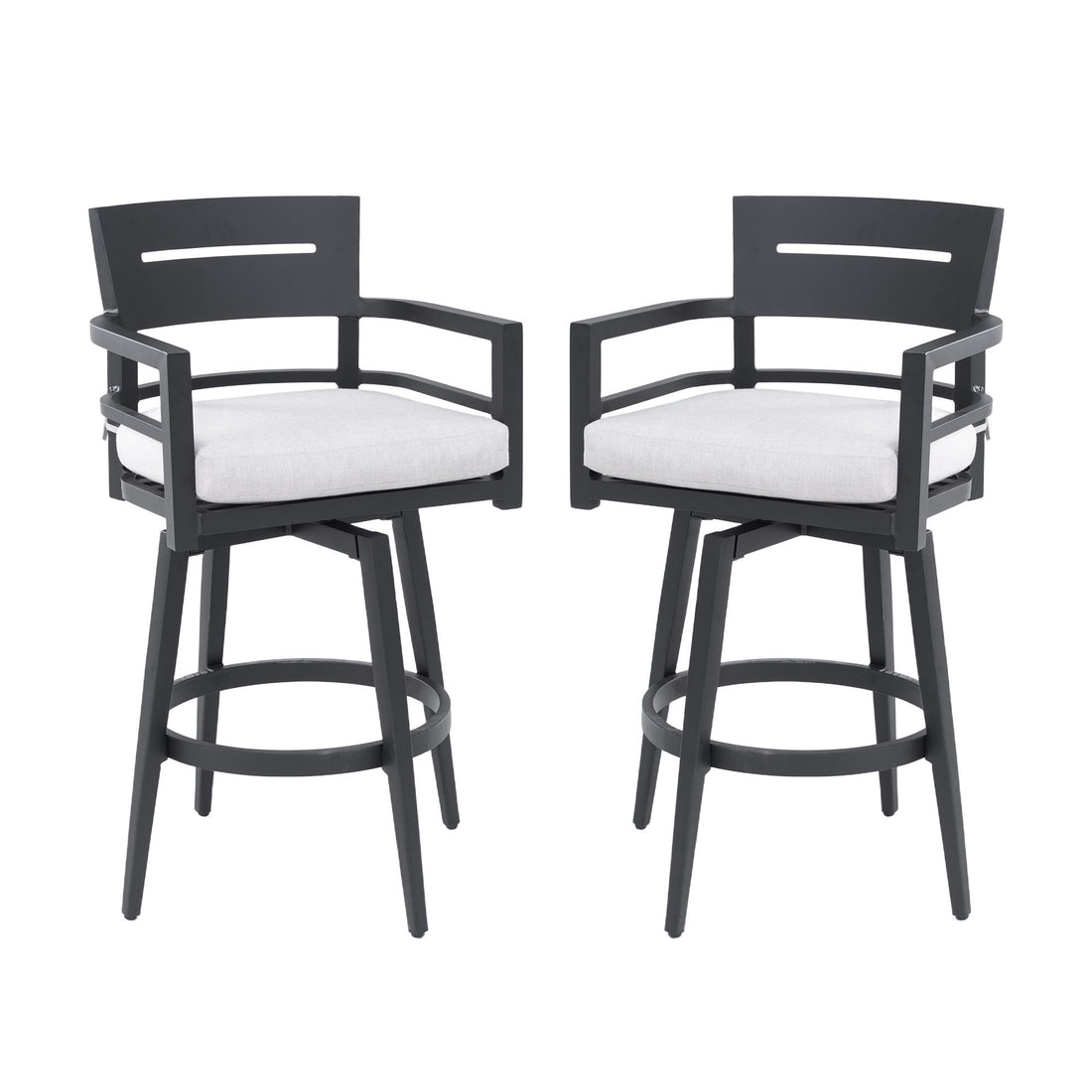 Outdoor Swivel Bar Chairs, 360 Degree Rotation, Ergonomic Backrest (Set of 2)