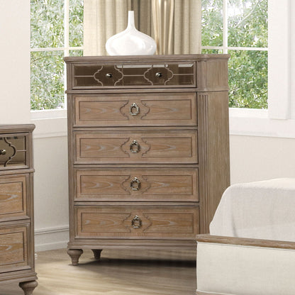 1 Piece Chest, Back Dovetail Drawers, Bedroom Furniture - Oak / Rustic