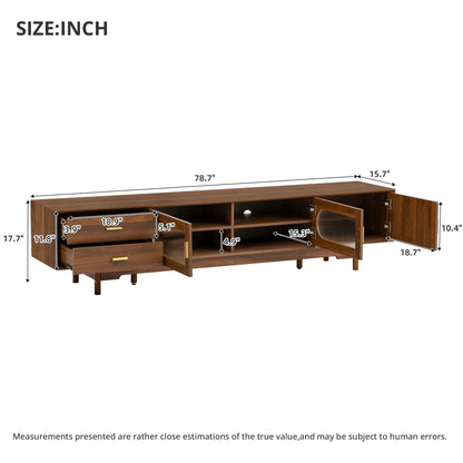 Modern TV Stand With Fluted Glass Doors &amp; 2 Drawers