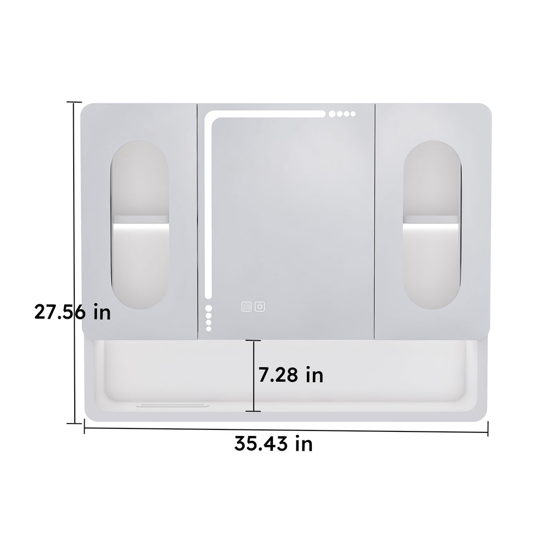 Wall Mounted Bathroom Mirror Cabinet With LED Lights, Anti Fog &amp; Explosion Proof, Touch Control Medicine Cabinet, 3 Color Lighting - White