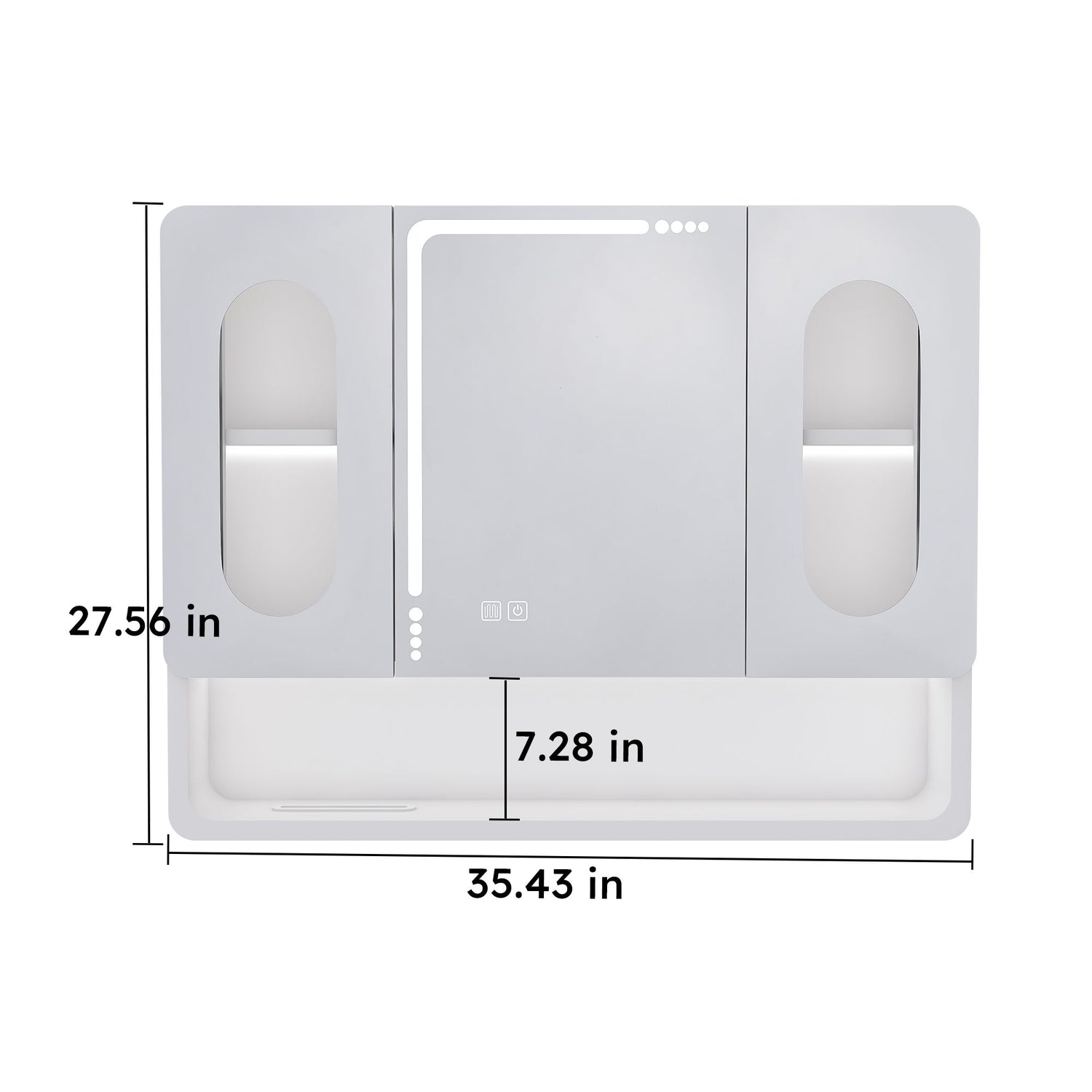Wall Mounted Bathroom Mirror Cabinet With LED Lights, Anti Fog &amp; Explosion Proof, Touch Control Medicine Cabinet, 3 Color Lighting - White