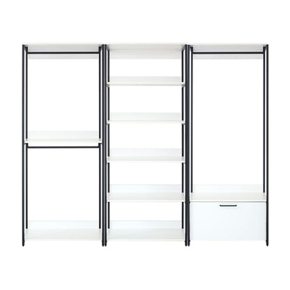 Fiona - Freestanding Walk In Wood Closet System &amp; Metal Frame Melamine - White