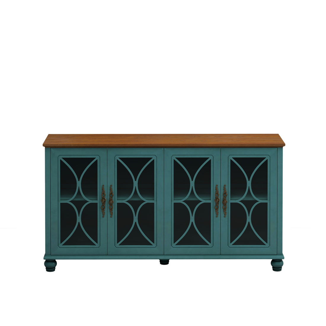 Elegant 4 Door Cabinet With Tempered Glass Doors