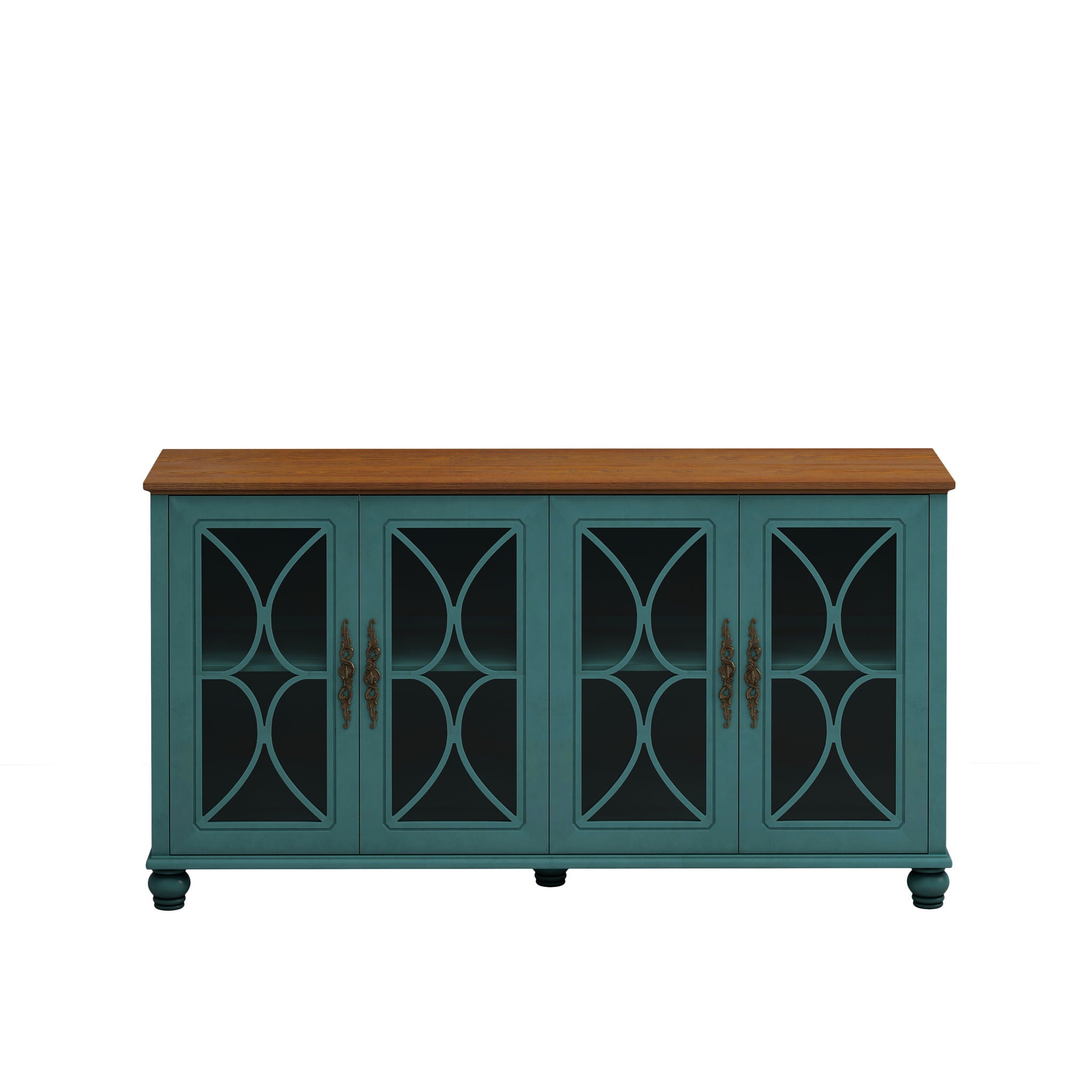 Elegant 4 Door Cabinet With Tempered Glass Doors
