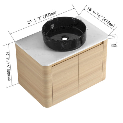 Mounted Bathroom Vanity &amp; Art Sink &amp; 2 Soft Close Doors