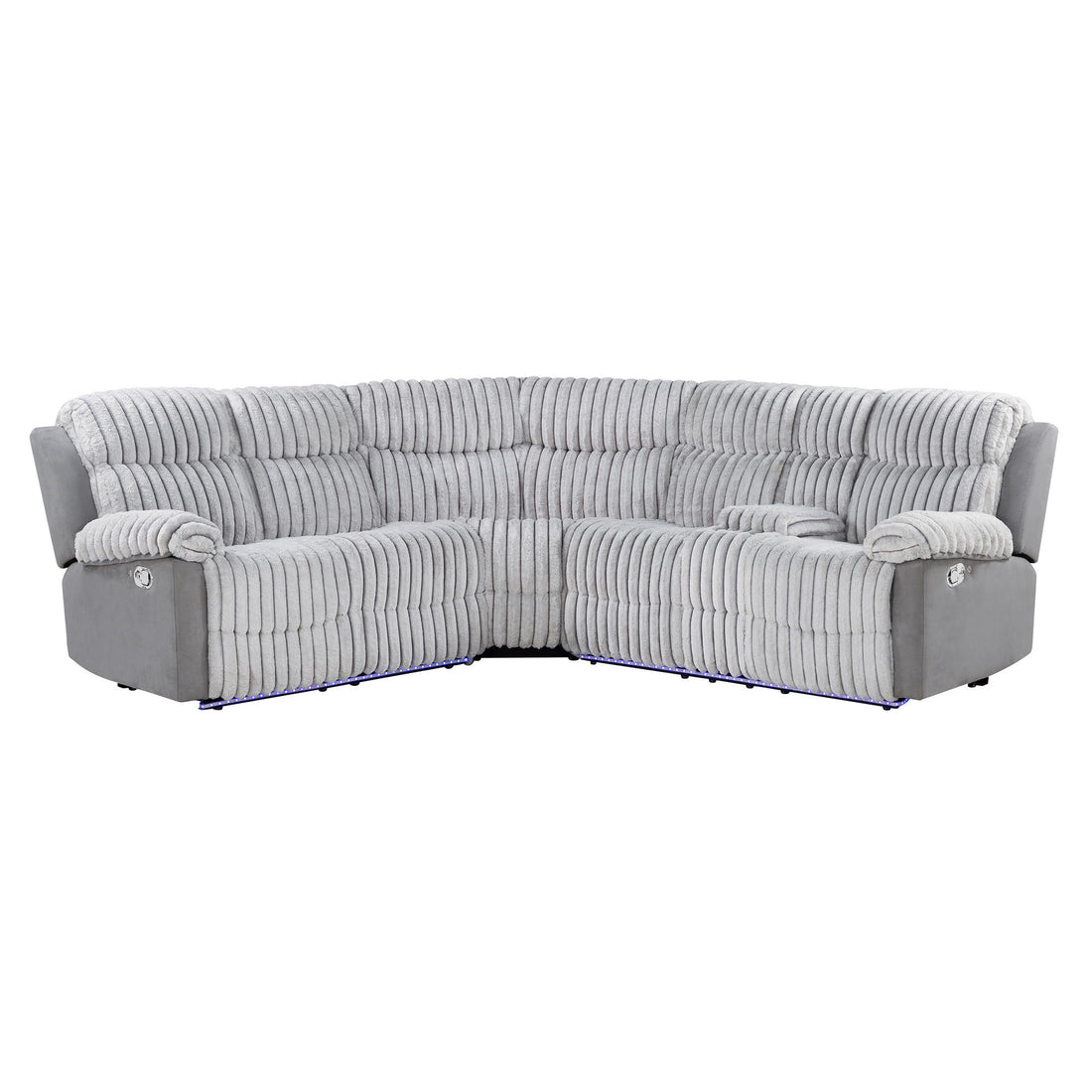 Bruni - Sectional Sofa With LED Lighting And Manual Recline - Gray