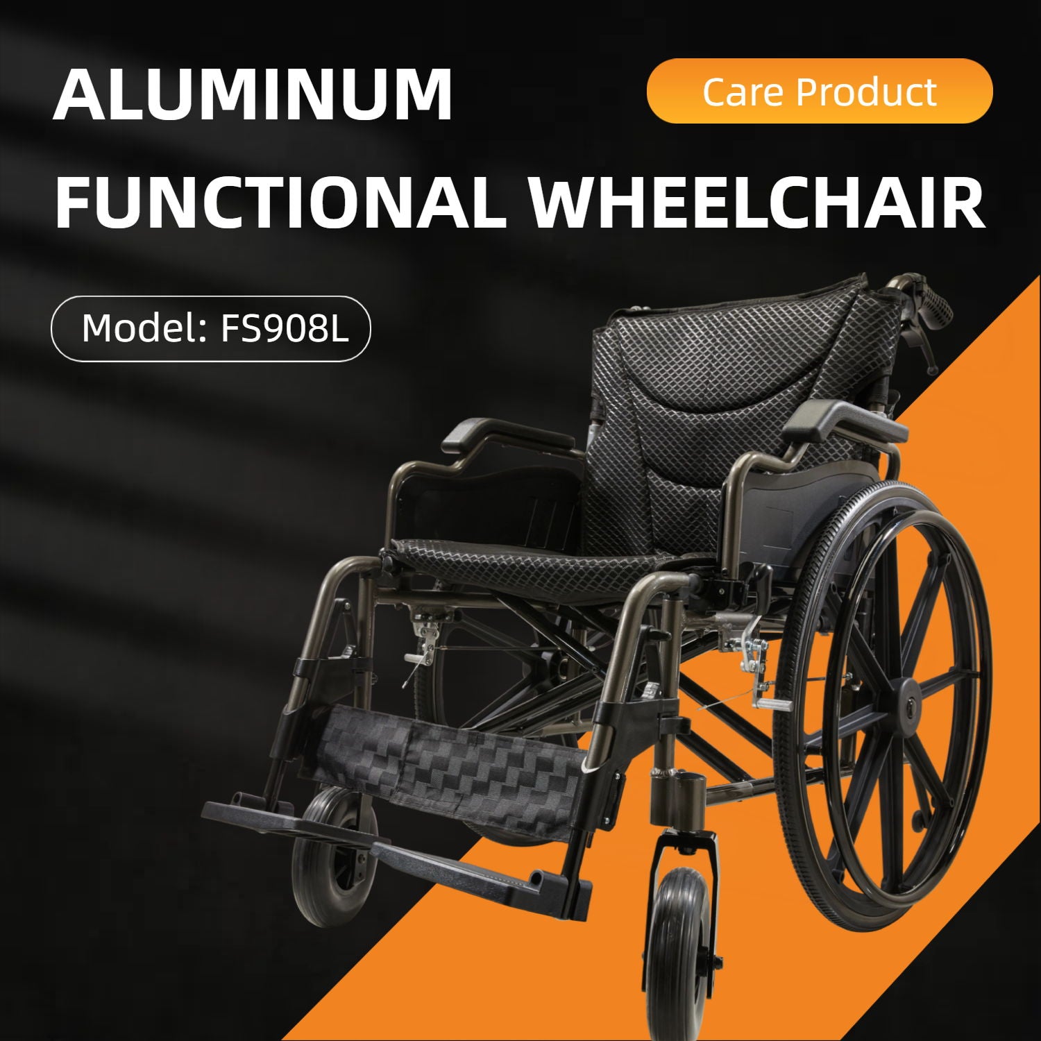 Lightweight Foldable Nursing Wheelchair For Adults Double X Force Support, 300Lbs Capacity, Breathable Cushion &amp; Anti Backflip Design With Tires, Adjustable Seat Belt, Quick Release Wheels - Gray