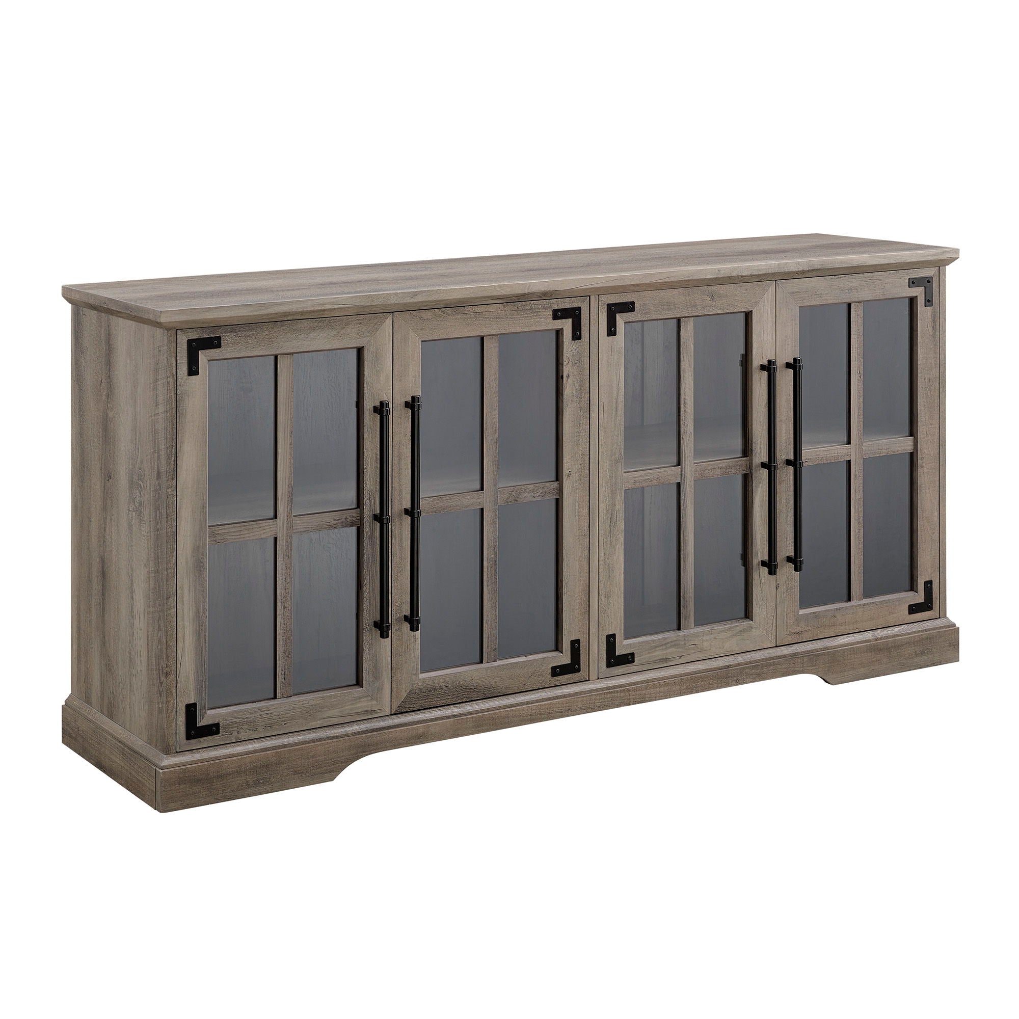 Modern Farmhouse Two Tone Windowpane Glass Door TV Stand For TVs Up To 65&quot;