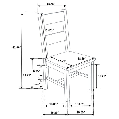 Ladder Back Dining Chairs With Straight Seat (Set of 2) - Brown
