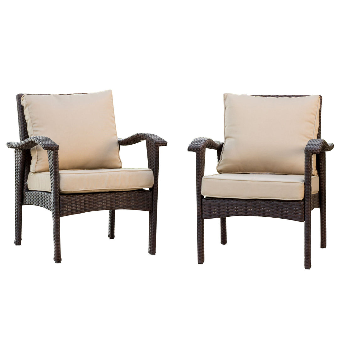 Honolulu - Club Chair (Set of 2) With Weather Resistant Wicker And Cushions - Brown / Tan