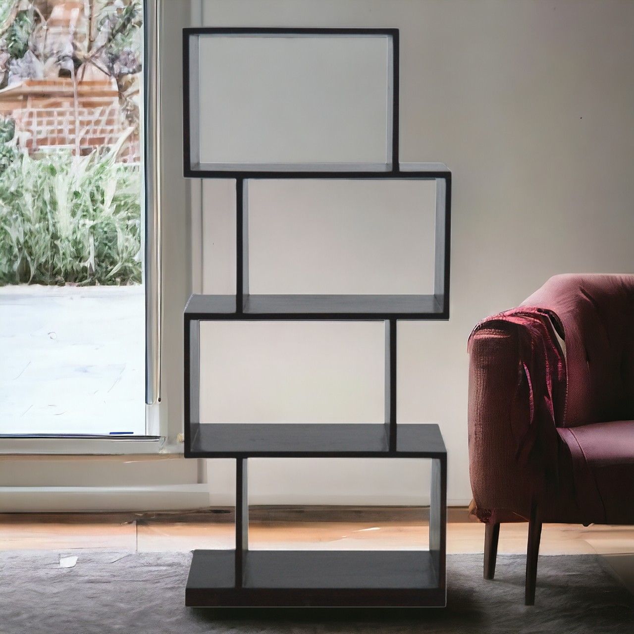 Zig Zag Display Unit - Antique Brown