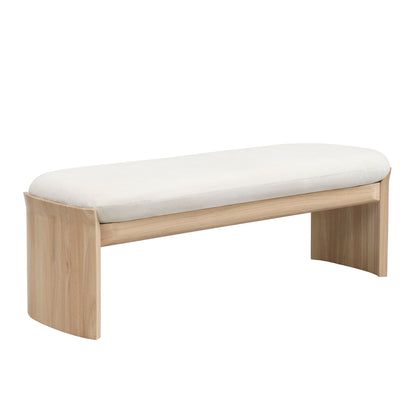 Footstool With Soft Cushion For Living Room - Beige / Natural