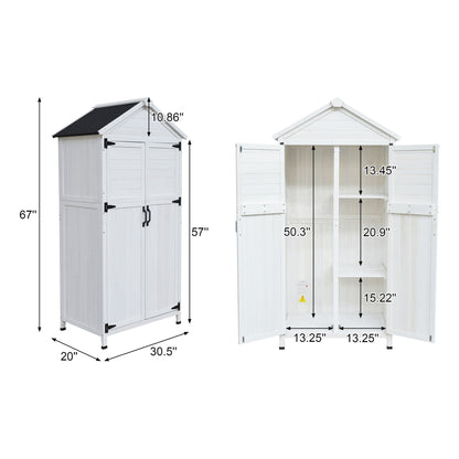 Storage Shed With Double Doors For Outdoor Garden Tool Organization - White
