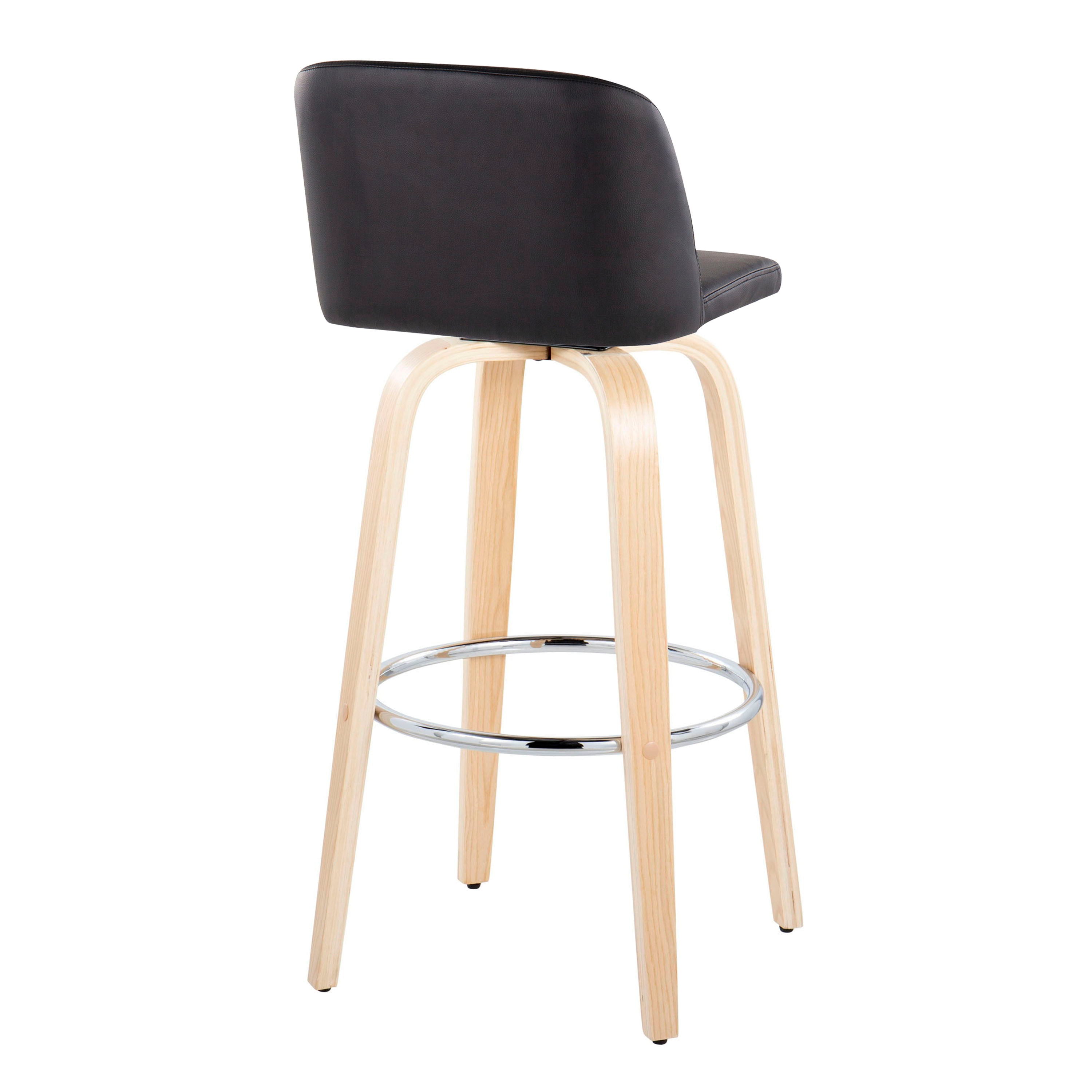 Toriano - Contemporary Fixed Height Barstool &amp; Swivel With Round Footrest (Set of 2)