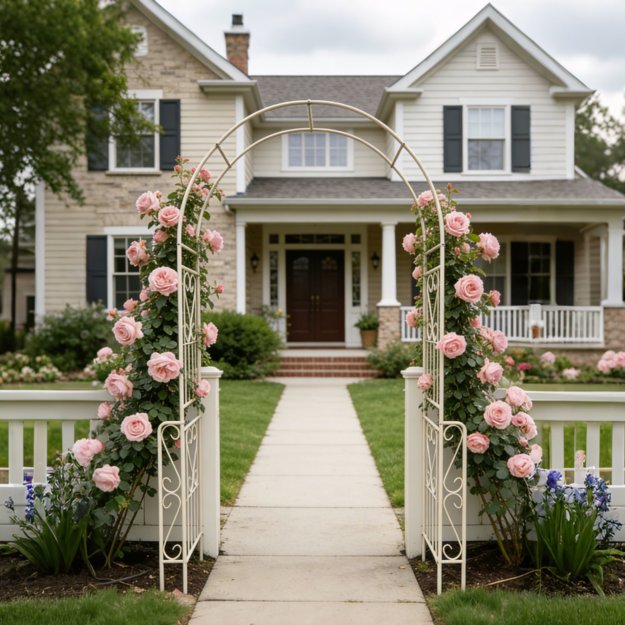 Metal Garden Arch Garden Arbor Trellis Climbing Plants Support Rose Arch Outdoor Arch