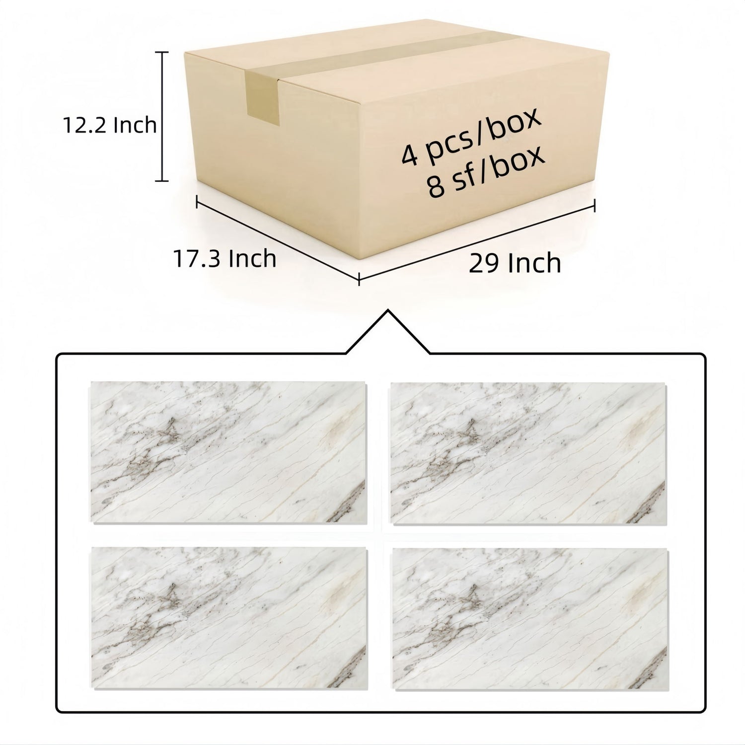 Natural Marble Polished Tile For Wall And Floor (Set of 4)