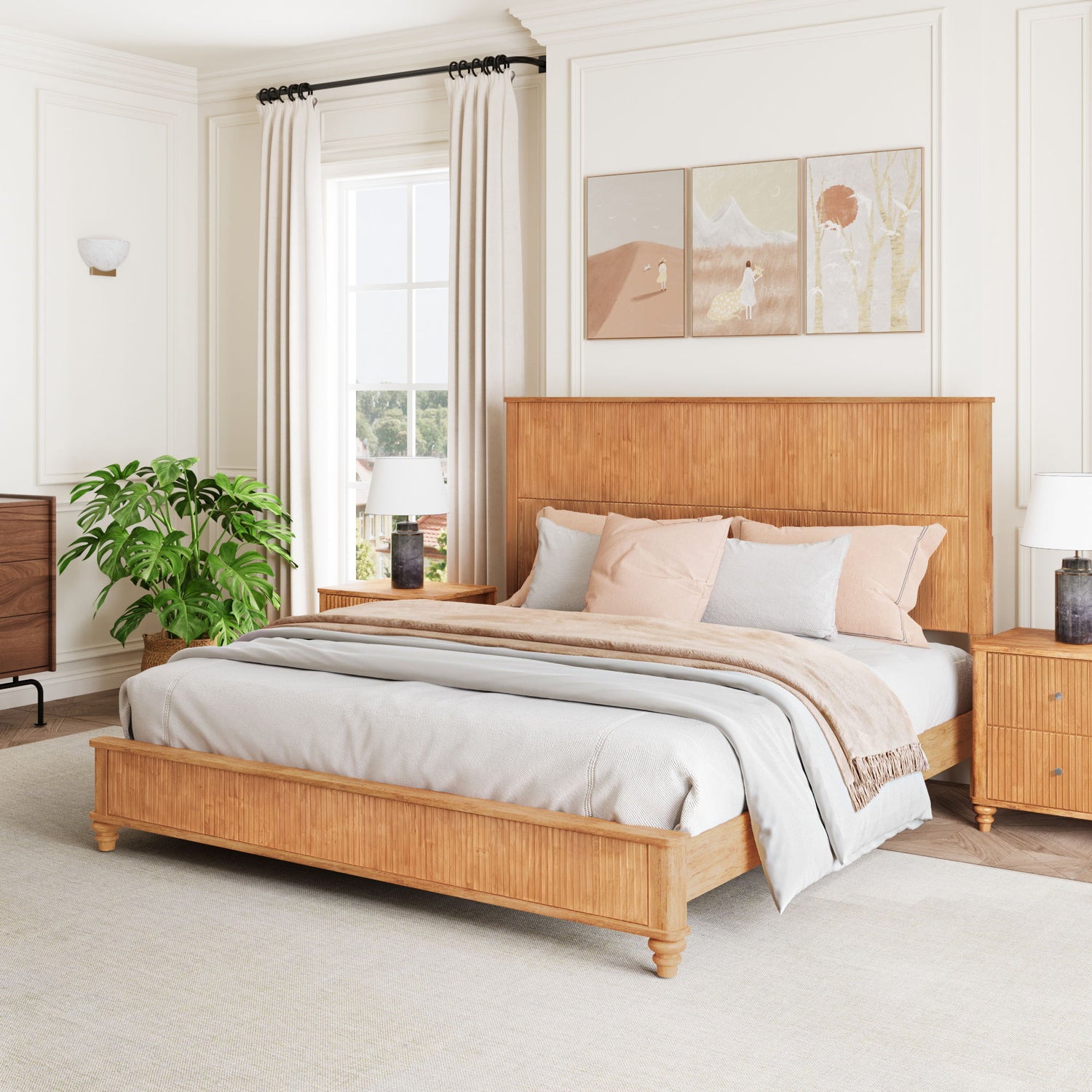 Platform Bed Frame &amp; Tall Headboard