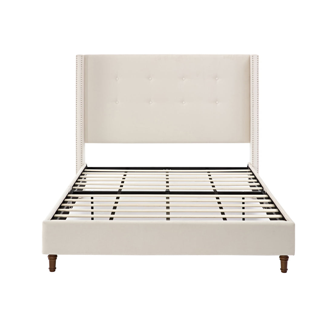 Peyton - Upholstered Bed With 54&quot; High Headboard, Traditional Hand Buttoned Tufting