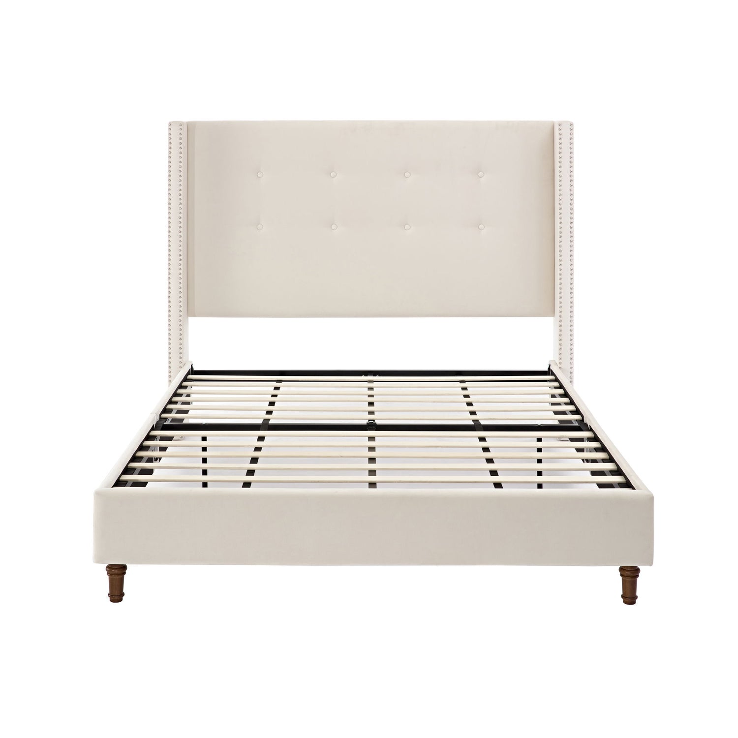 Peyton - Upholstered Bed With 54&quot; High Headboard, Traditional Hand Buttoned Tufting