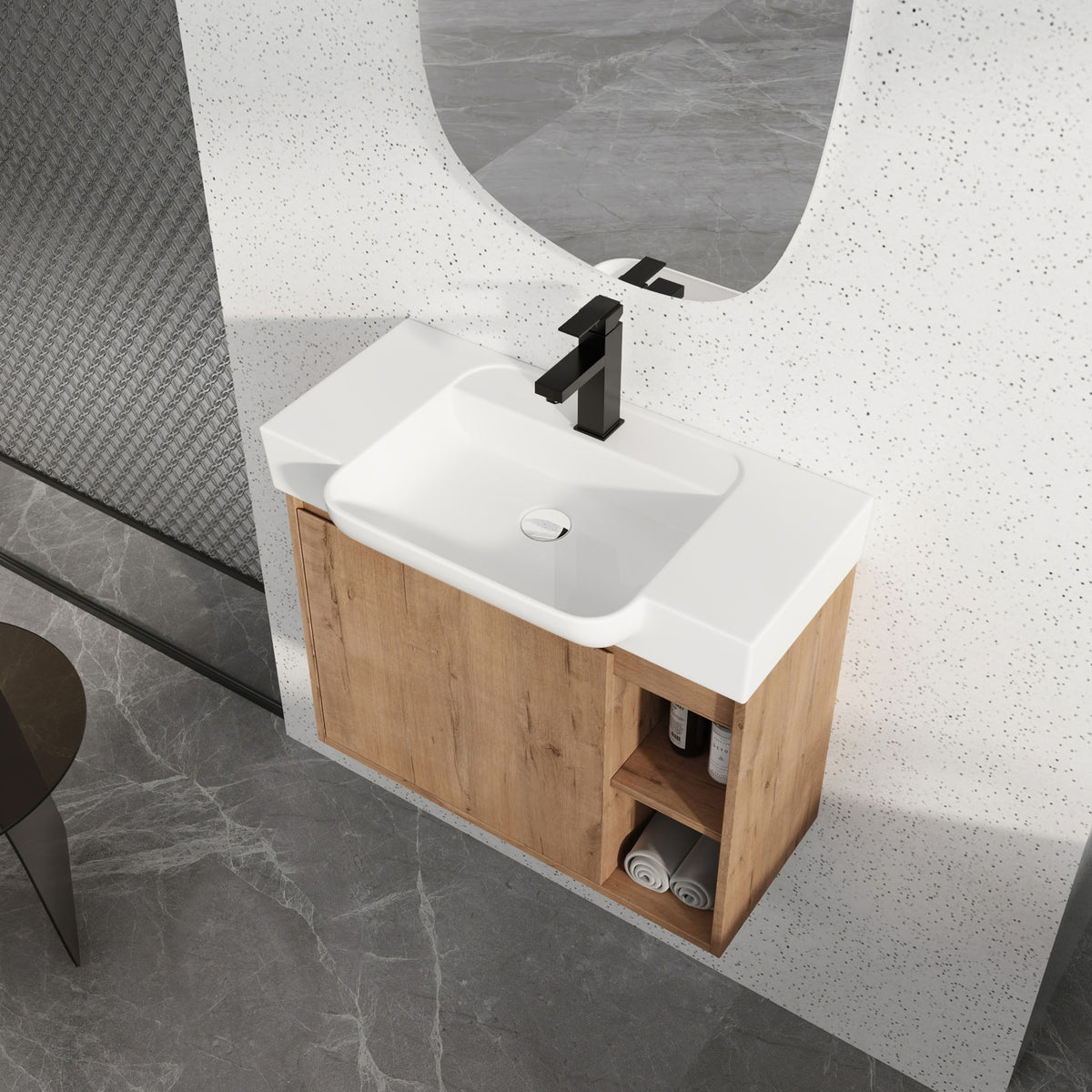 Wall Mounted Bathroom Vanity &amp; Sink &amp; Soft Close Door