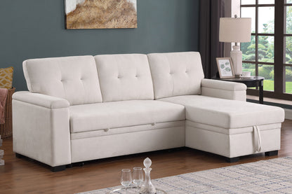 Lucca II - 84.5&quot;W Reversible Sleeper Sectional Sofa with Storage Chaise