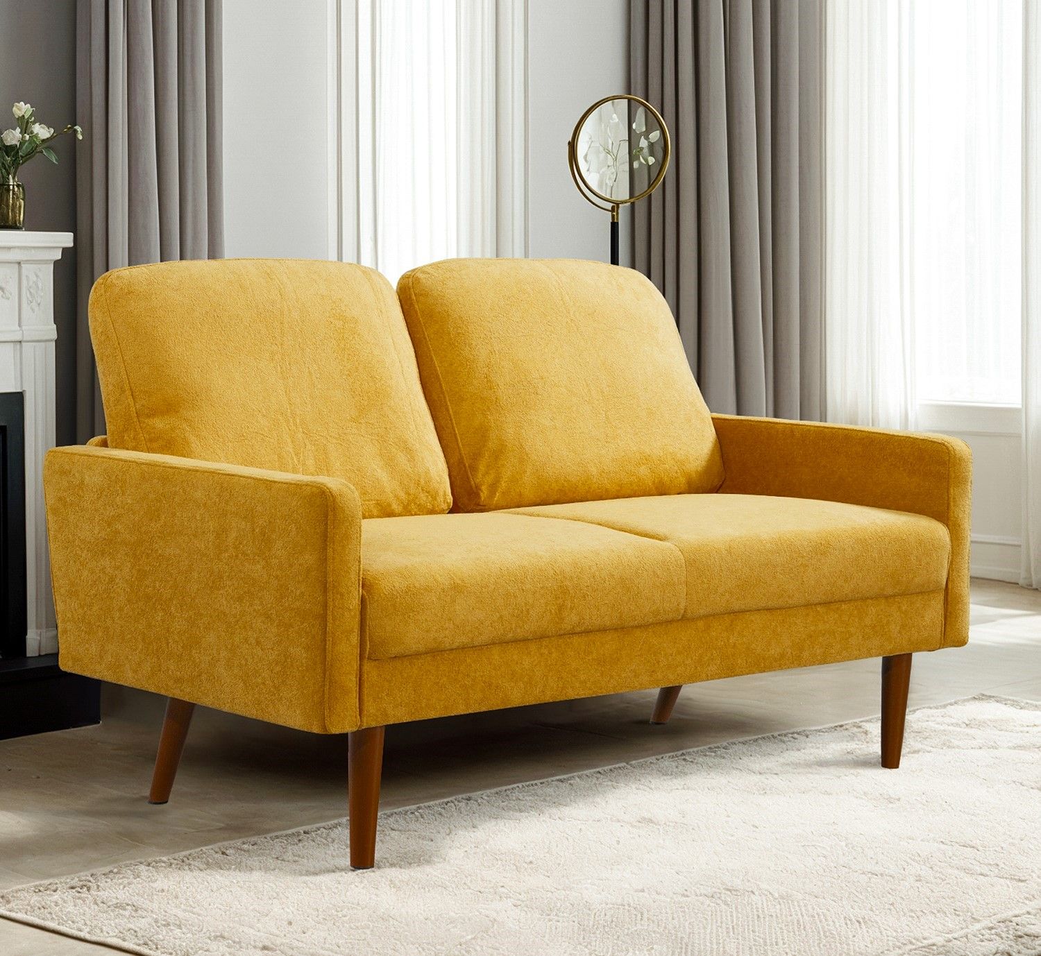 Loveseat Sofa, European Style With Sleek Design, Modern &amp; Vintage Flair, Upholstered 2 Seater Couch