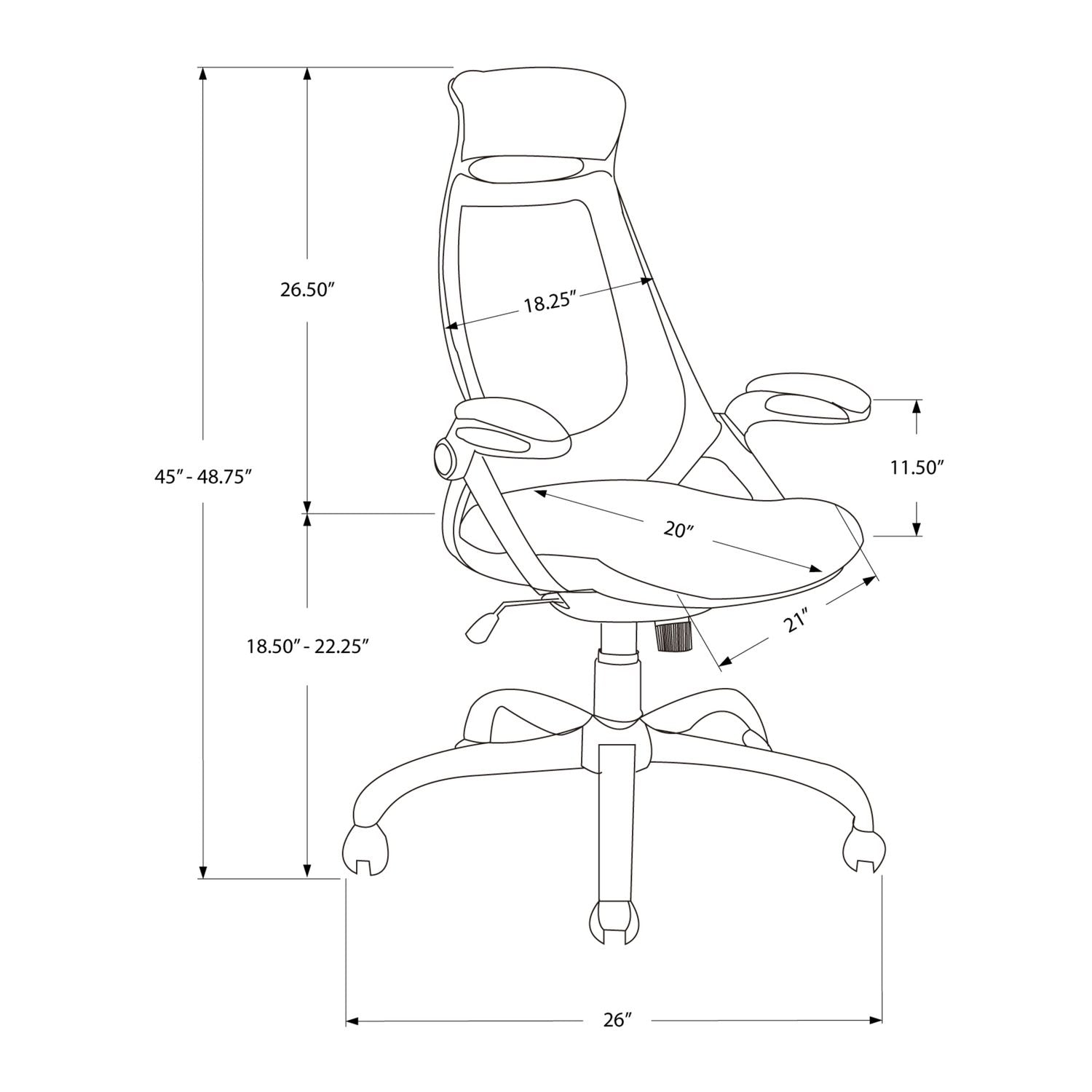 Office Chair, Adjustable Height, Swivel, Ergonomic, Armrests, Contemporary &amp; Modern