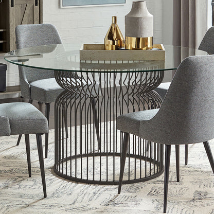 Round Dining Table Industrial Dining Table With Open Cage Base - Gunmetal