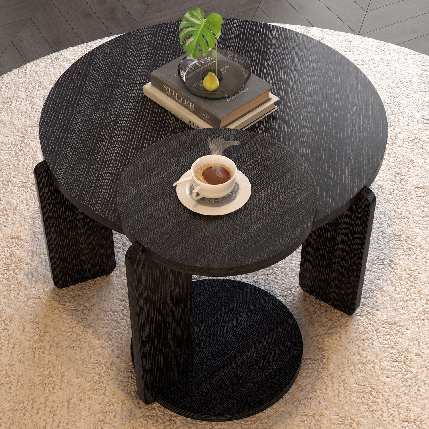 Round Coffee &amp; End Table Set