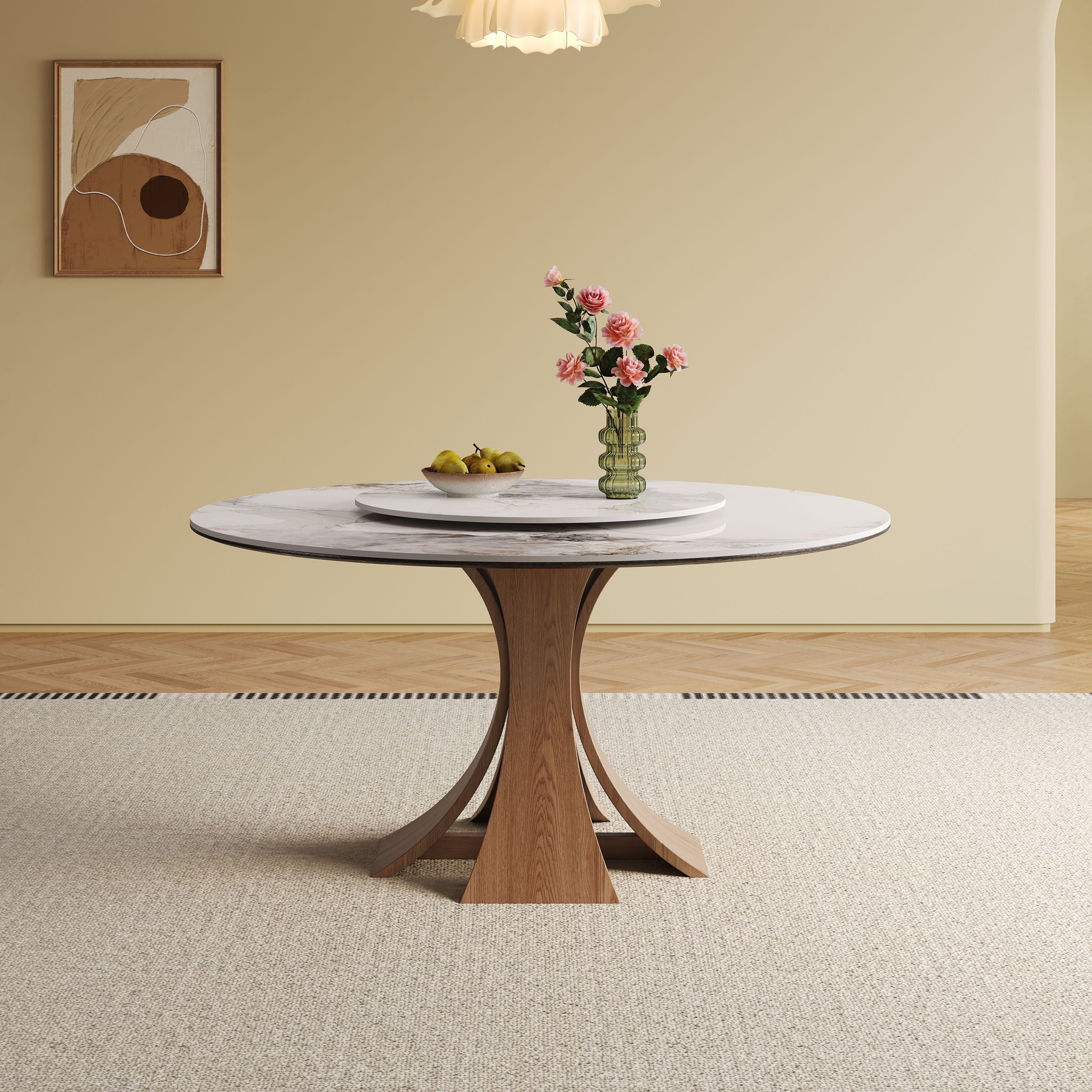 Dining Table With 35&quot; Turntable, Seats 6 - 8 - White